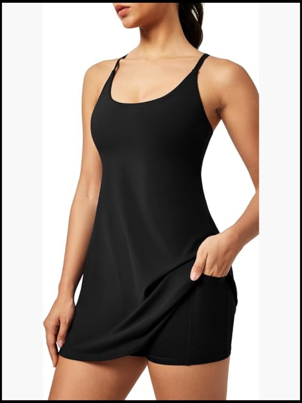 Athletic Tennis Dress with Built-in Shorts and Bra, Sleeveless Summer Workout
